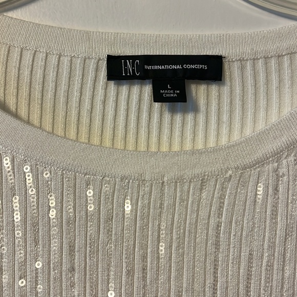 NWOT white sequin sweater from INC. - Picture 4 of 8